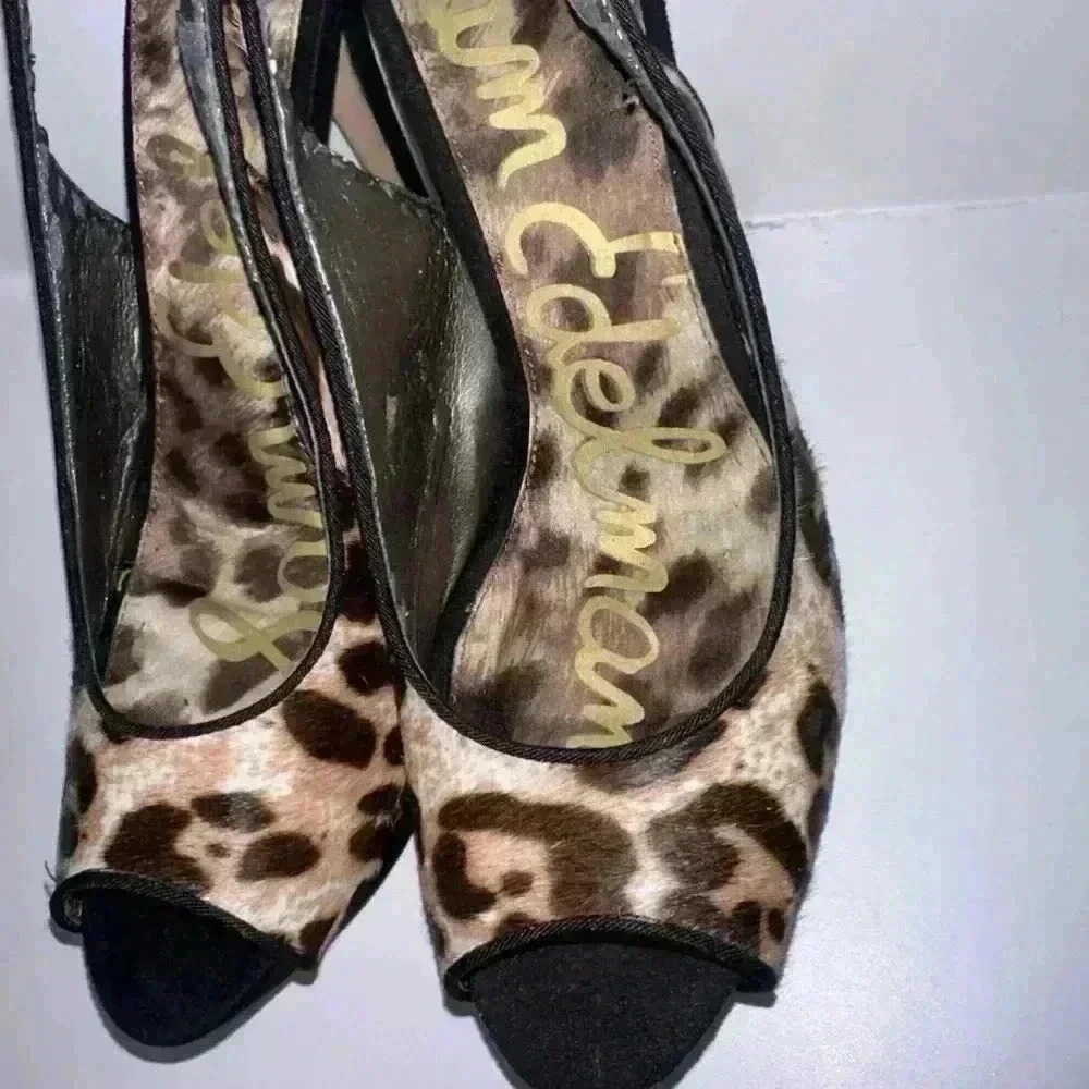 Sam Edelman Heels, Brown Leopard Print, Size 8.5 - Picture 2 of 14